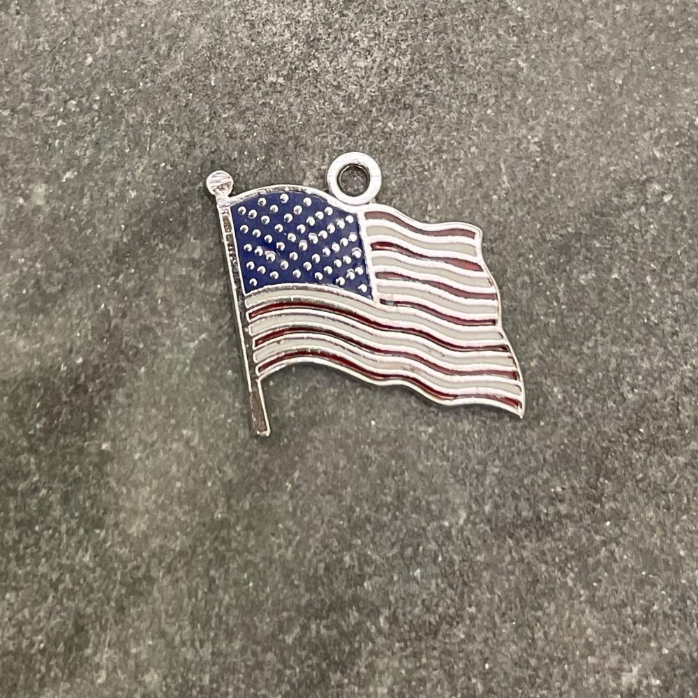 Vintage Sterling American Flag Enamel Red White Blue Charm